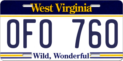 WV license plate OFO760