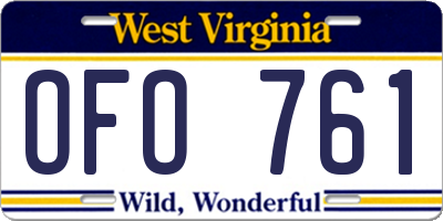 WV license plate OFO761