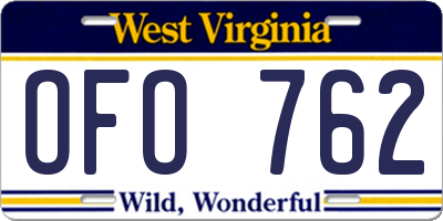 WV license plate OFO762