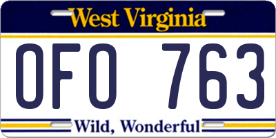 WV license plate OFO763