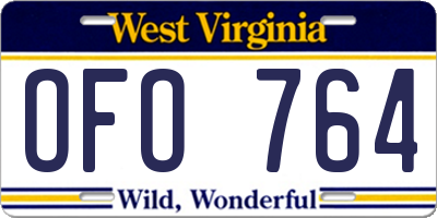 WV license plate OFO764