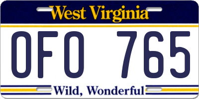 WV license plate OFO765
