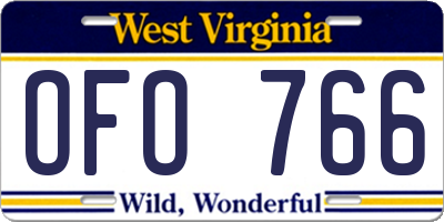WV license plate OFO766