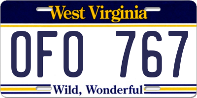 WV license plate OFO767