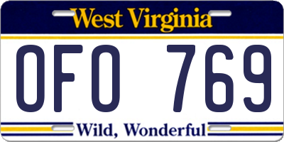 WV license plate OFO769