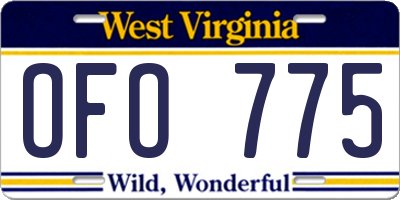 WV license plate OFO775