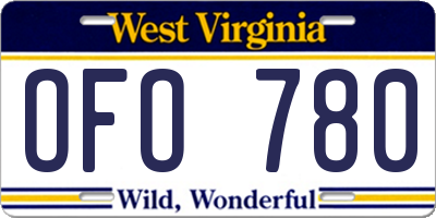 WV license plate OFO780