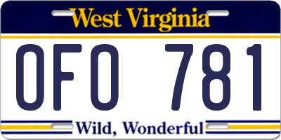 WV license plate OFO781