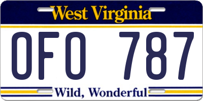 WV license plate OFO787