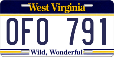 WV license plate OFO791