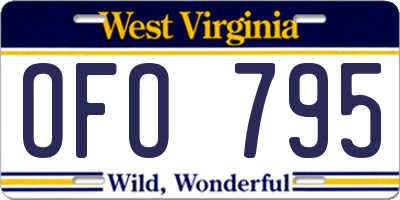 WV license plate OFO795