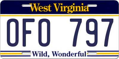 WV license plate OFO797
