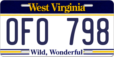 WV license plate OFO798