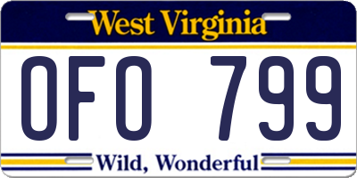 WV license plate OFO799