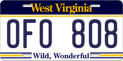 WV license plate OFO808