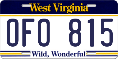 WV license plate OFO815
