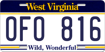 WV license plate OFO816