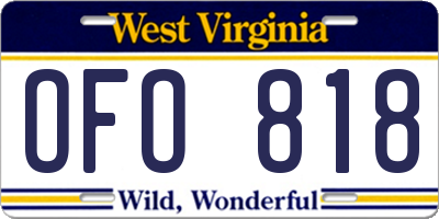 WV license plate OFO818
