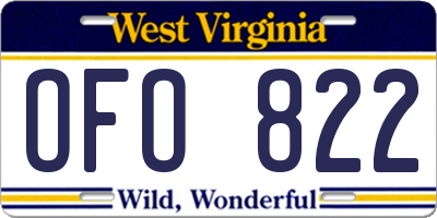 WV license plate OFO822
