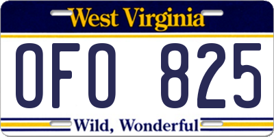 WV license plate OFO825