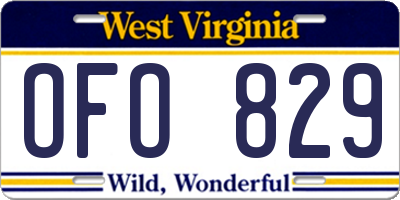 WV license plate OFO829
