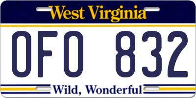 WV license plate OFO832