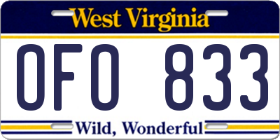 WV license plate OFO833