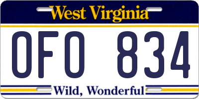 WV license plate OFO834