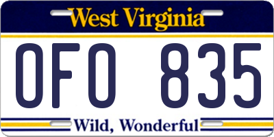 WV license plate OFO835