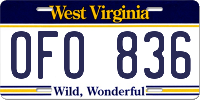WV license plate OFO836