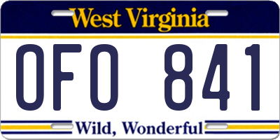 WV license plate OFO841