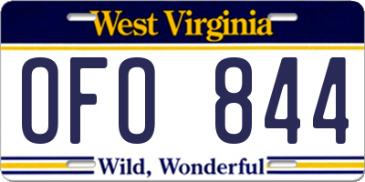 WV license plate OFO844