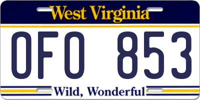 WV license plate OFO853