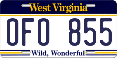 WV license plate OFO855