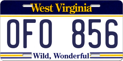 WV license plate OFO856