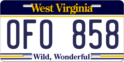 WV license plate OFO858