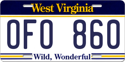 WV license plate OFO860
