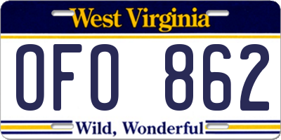 WV license plate OFO862