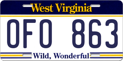 WV license plate OFO863