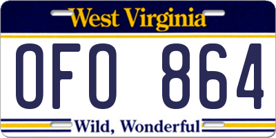 WV license plate OFO864