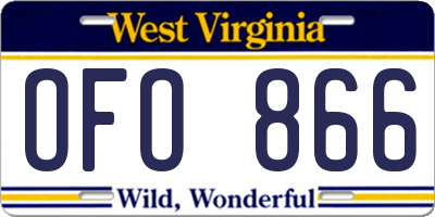 WV license plate OFO866