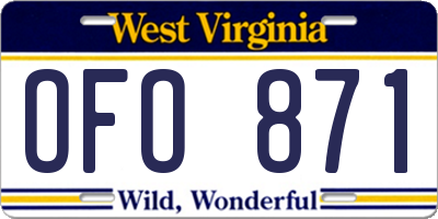 WV license plate OFO871