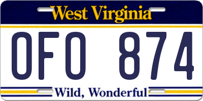 WV license plate OFO874