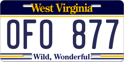 WV license plate OFO877