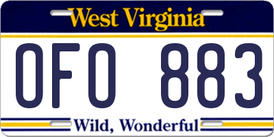 WV license plate OFO883