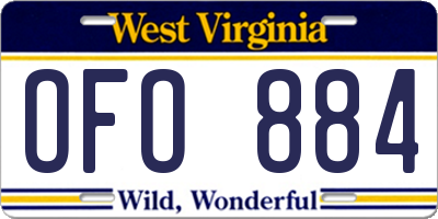 WV license plate OFO884