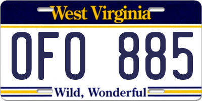 WV license plate OFO885