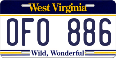 WV license plate OFO886