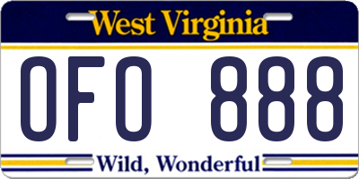 WV license plate OFO888