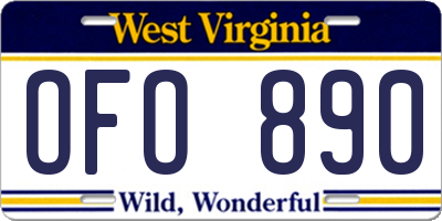 WV license plate OFO890